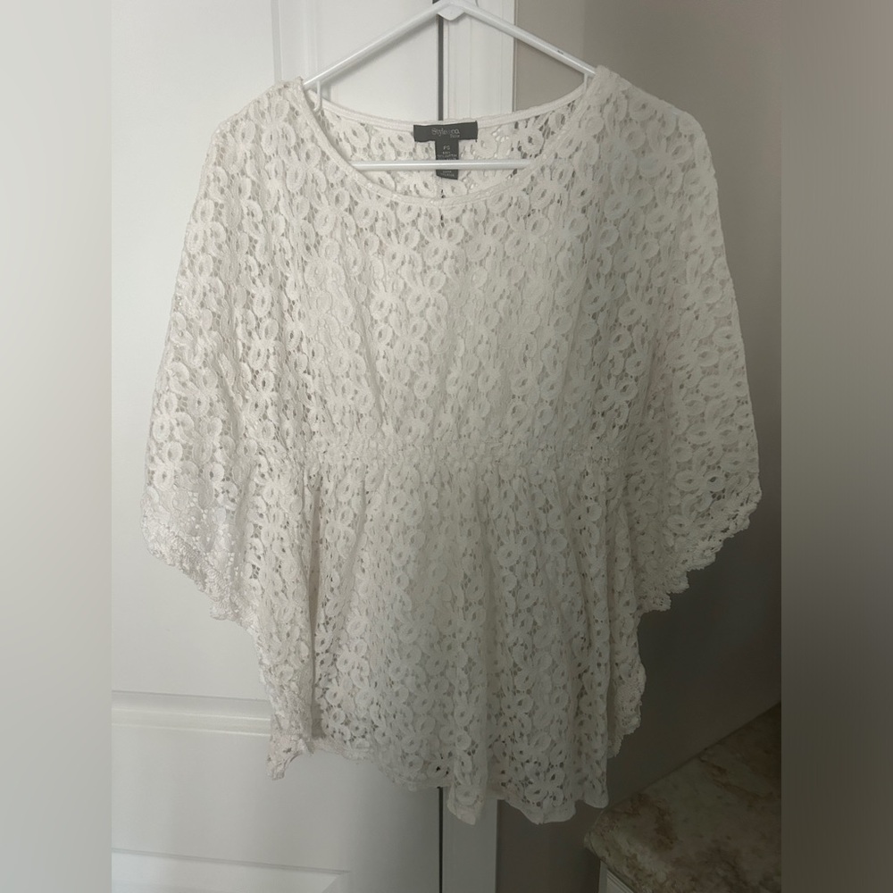 Women’s Style & Co Lace Top White Petite Small